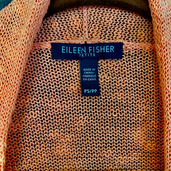 Eileen Fisher Creamsicle/Melon Tone Linen Blend Cardigan Petite Small - Picture 7 of 8